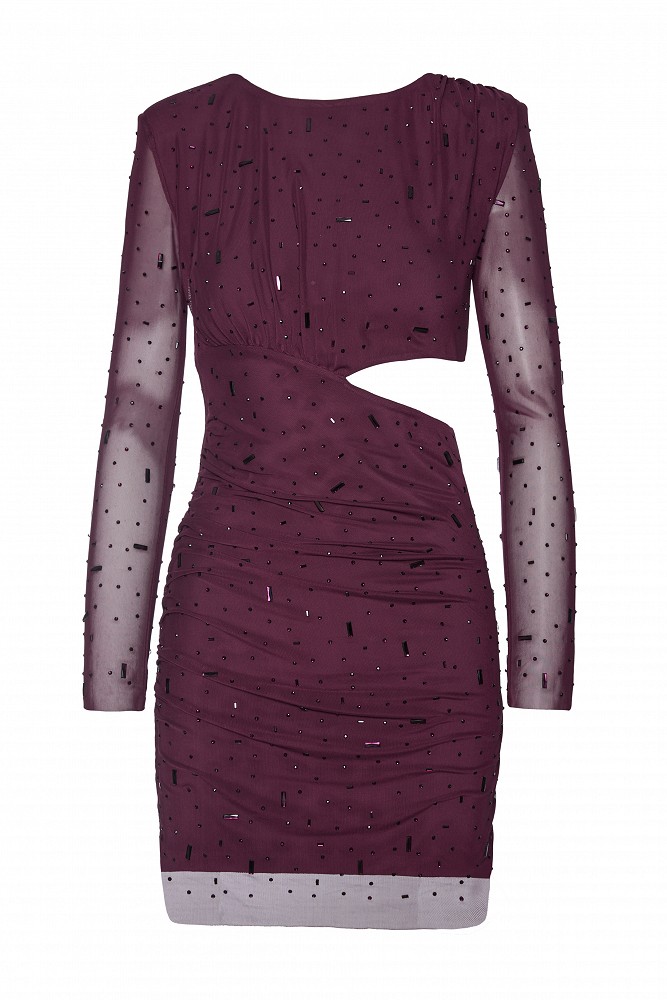 Mini dress with rhinestones and cut-out detail - Gold label
