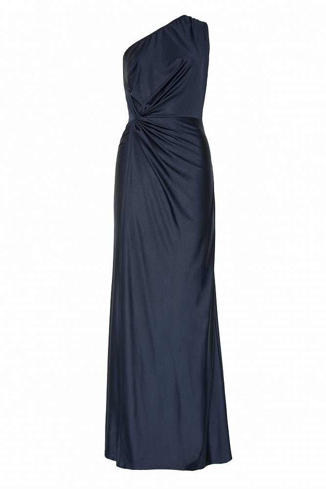 Vestido largo asimétrico con fruncidos - Gold Label