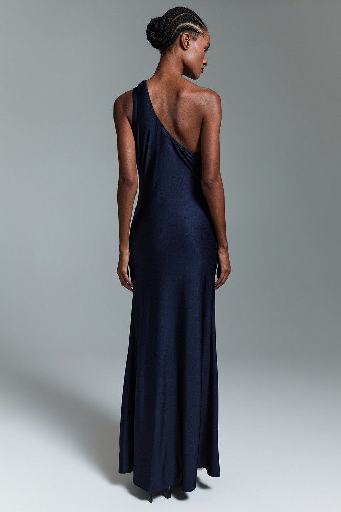 Vestido largo asimétrico con fruncidos - Gold Label