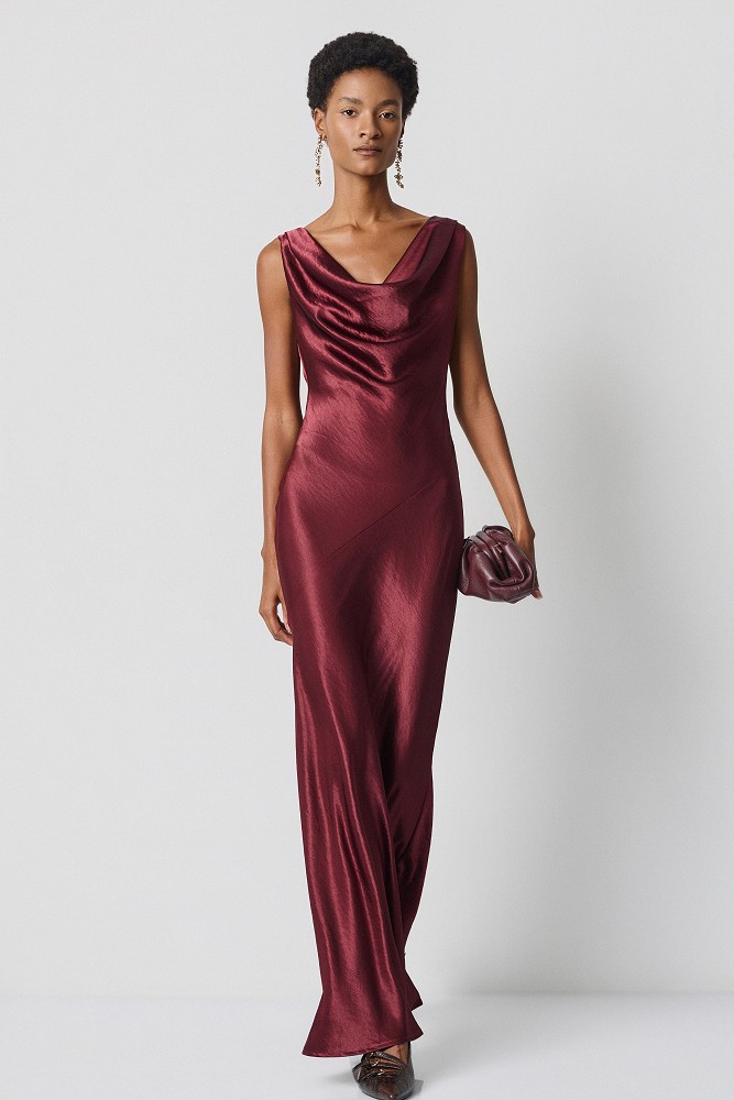 Rochie lungă drapată cu aspect satinat - Gold Label