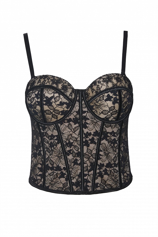 Lace bustier with rhinestones - Gold label