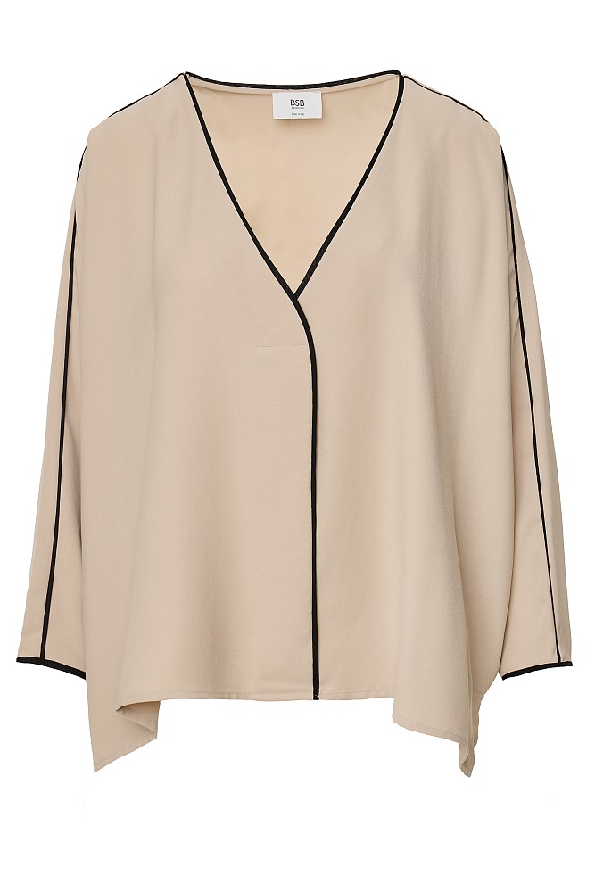 Long-sleeved two-tone blouse