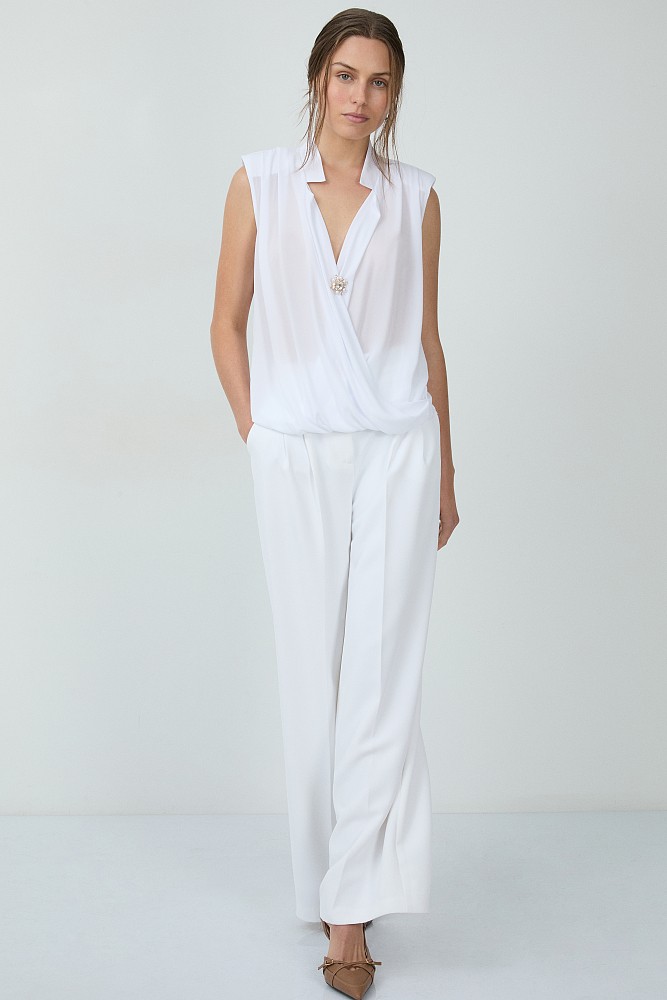 Wrap sleeveless blouse