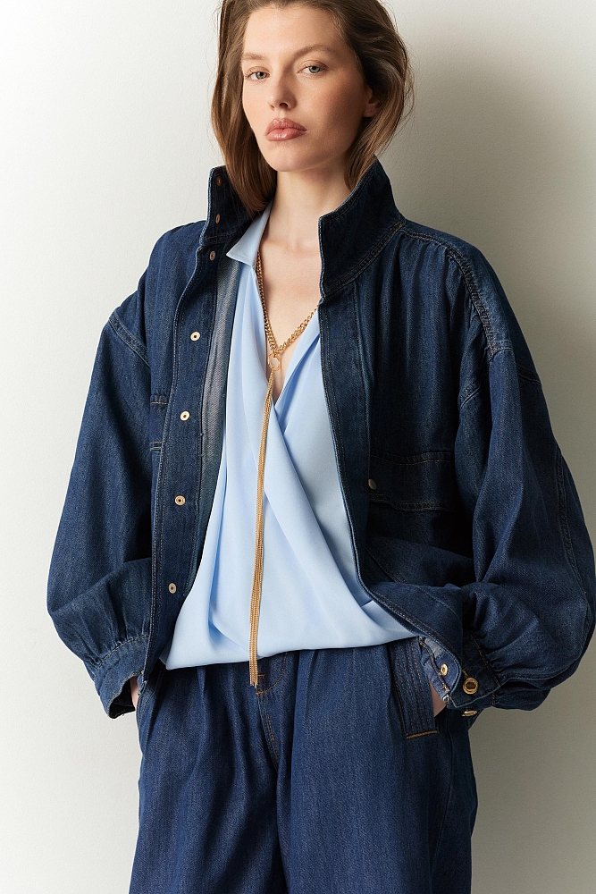 Blusa cruzada manga larga cadena
