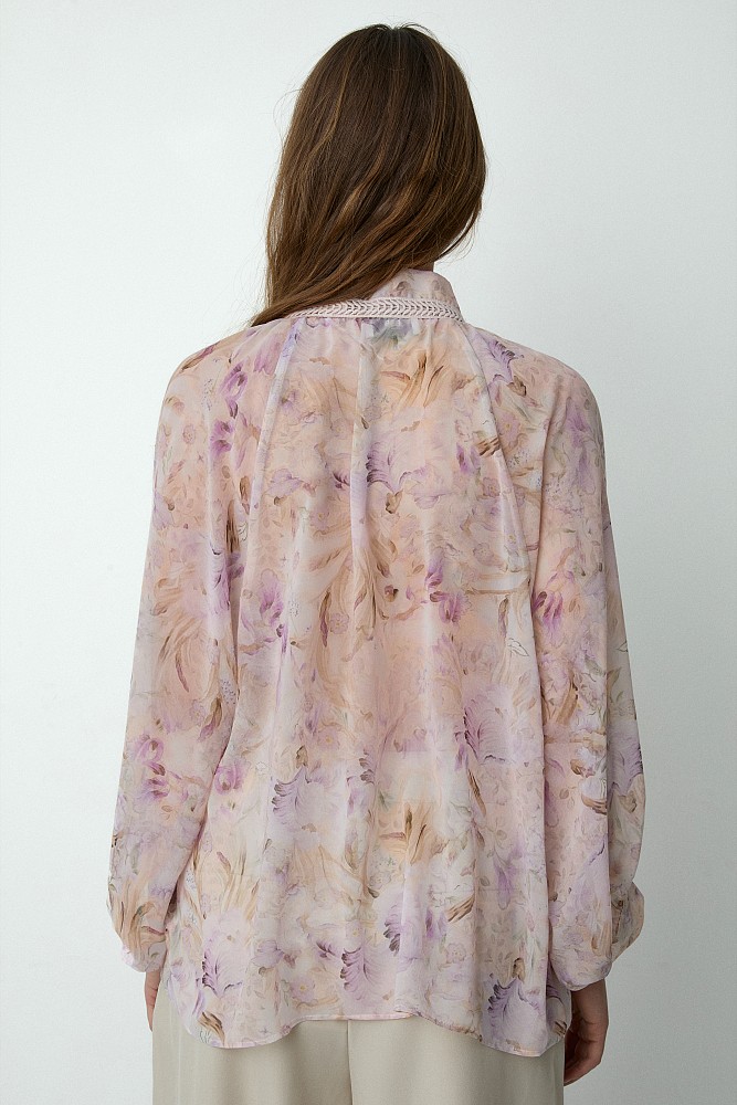 Floral shirt with self-tie