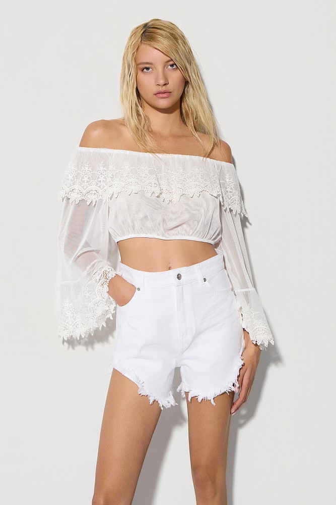 Off-shoulder lace blouse