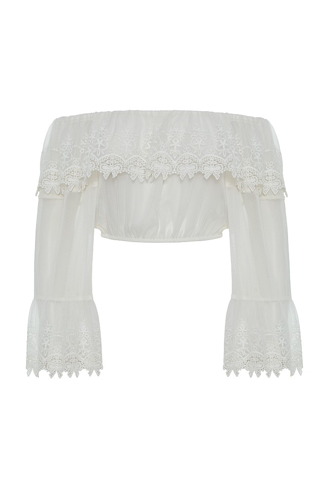 Off-shoulder lace blouse