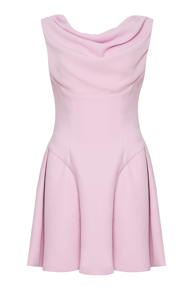 Mini draped dress with pleats