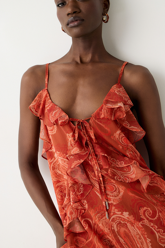 Mini printed dress with ruffles