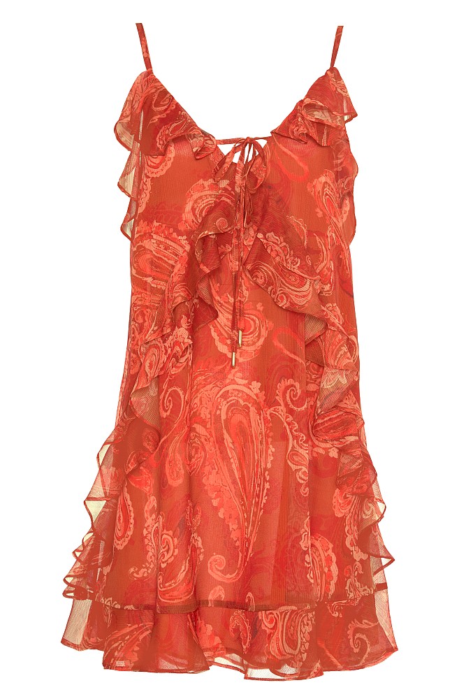 Mini printed dress with ruffles