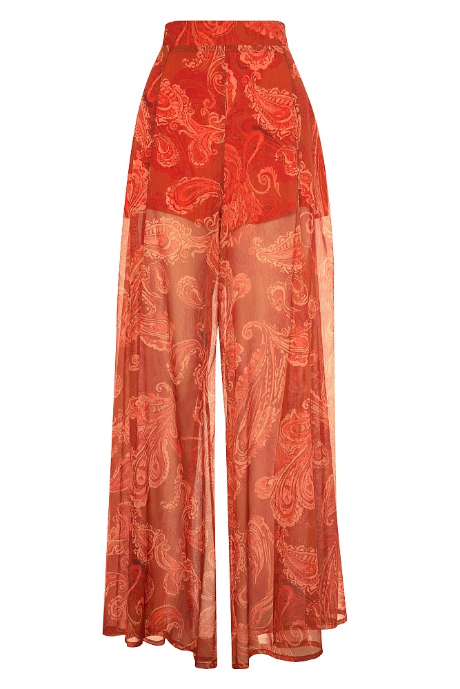 High-waisted printed trousers