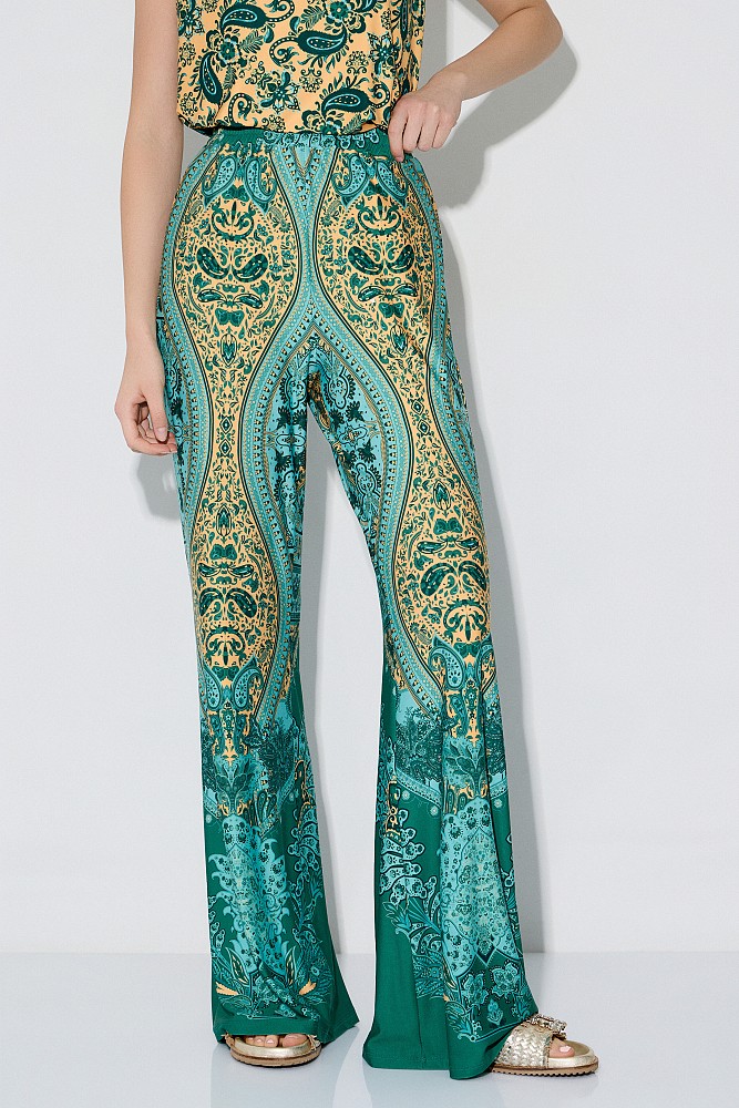 Printed wide-leg trousers