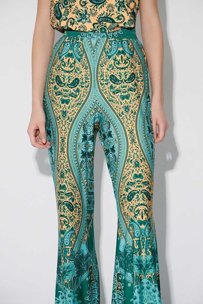 Printed wide-leg trousers