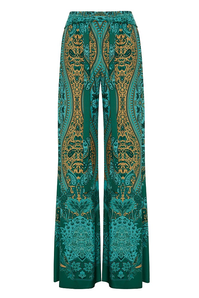 Printed wide-leg trousers