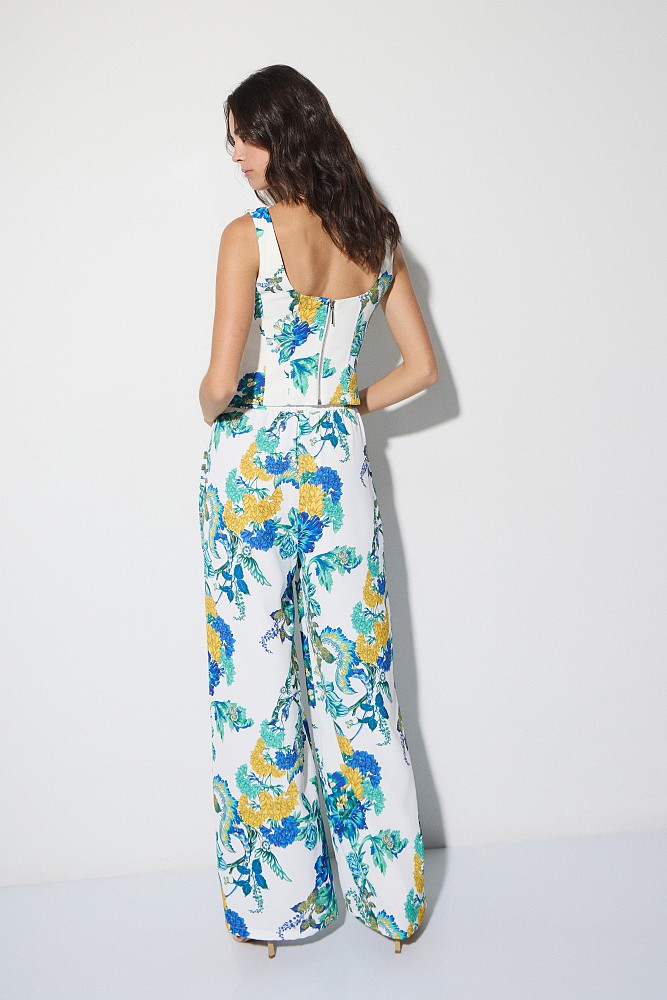 Pantalones anchos de cintura alta con estampado floral