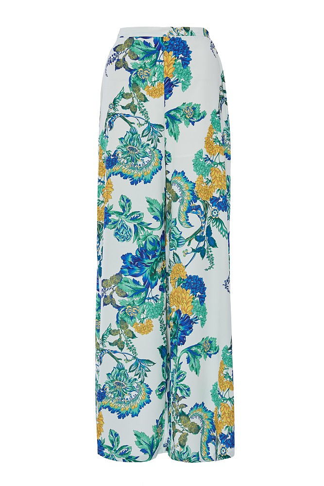 Pantalones anchos de cintura alta con estampado floral