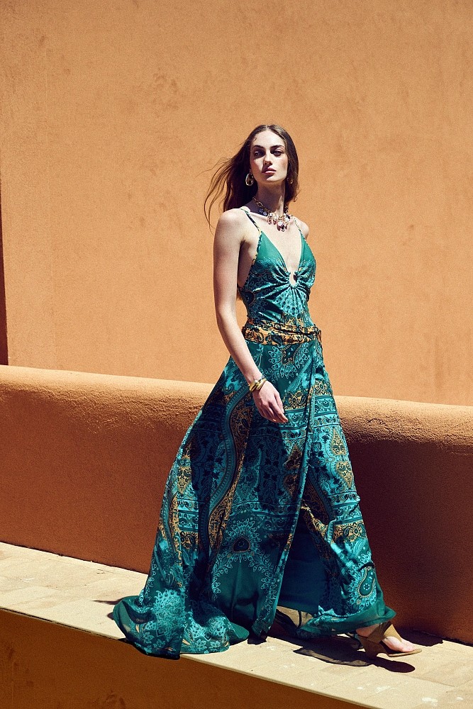Printed maxi wrap skirt