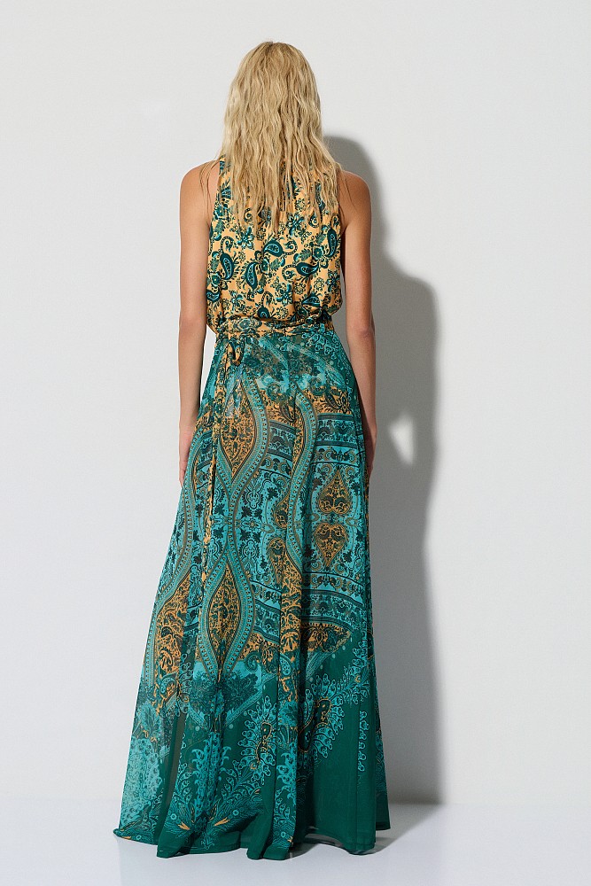 Printed maxi wrap skirt