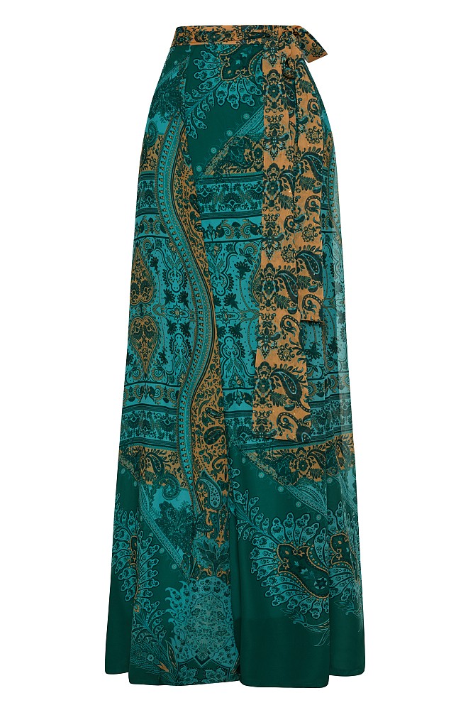 Printed maxi wrap skirt