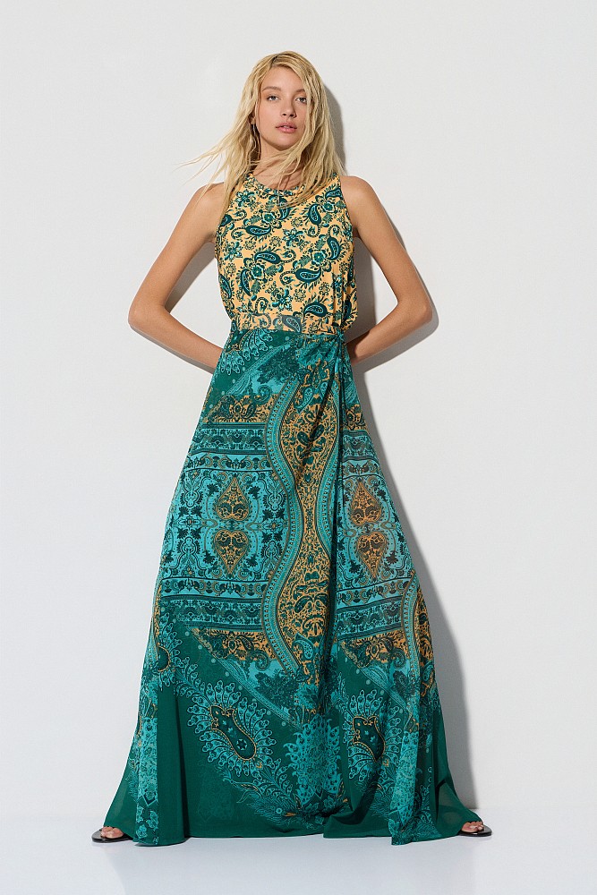 Printed maxi wrap skirt