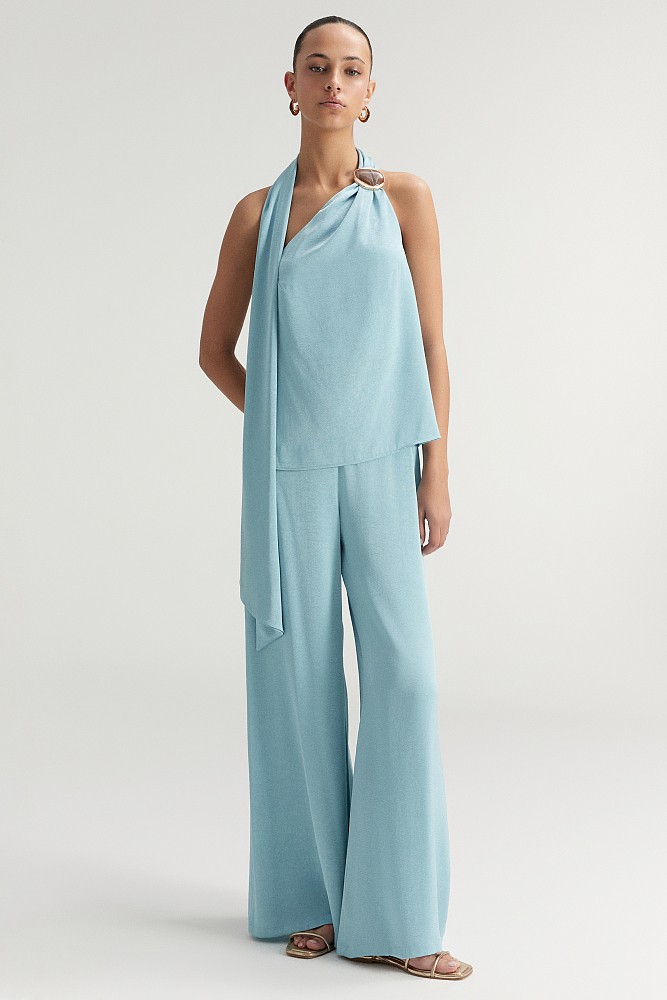 Satin blouse with one shoulder - Gold label
