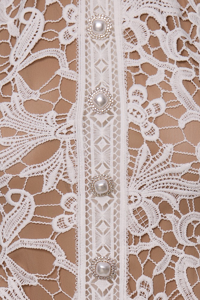 Top cu guler halter și broderie - Gold label