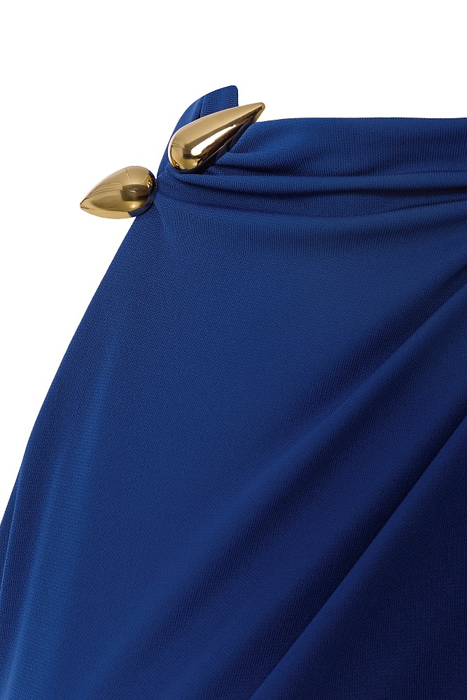 Vestido largo drapeado con un solo hombro - Gold Label