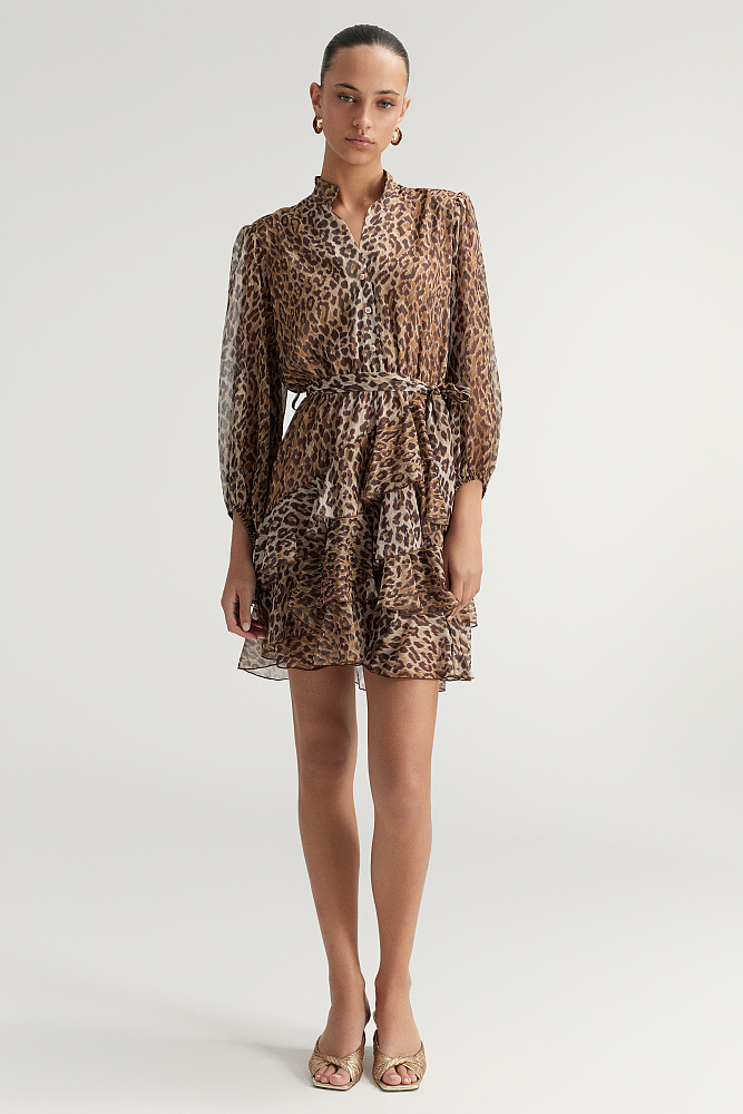 Mini leopard dress with ruffles - Gold label