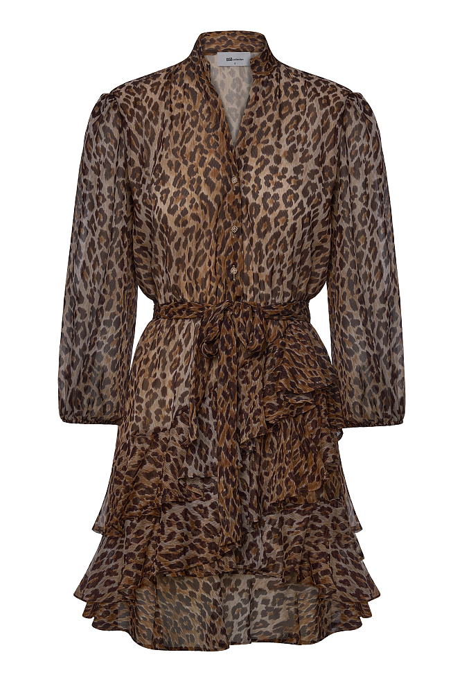 Mini leopard dress with ruffles - Gold label