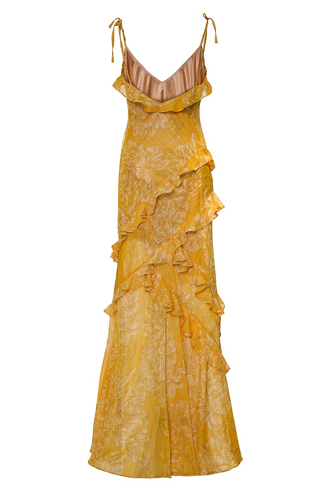 Maxi floral dress with ruffles - Gold label