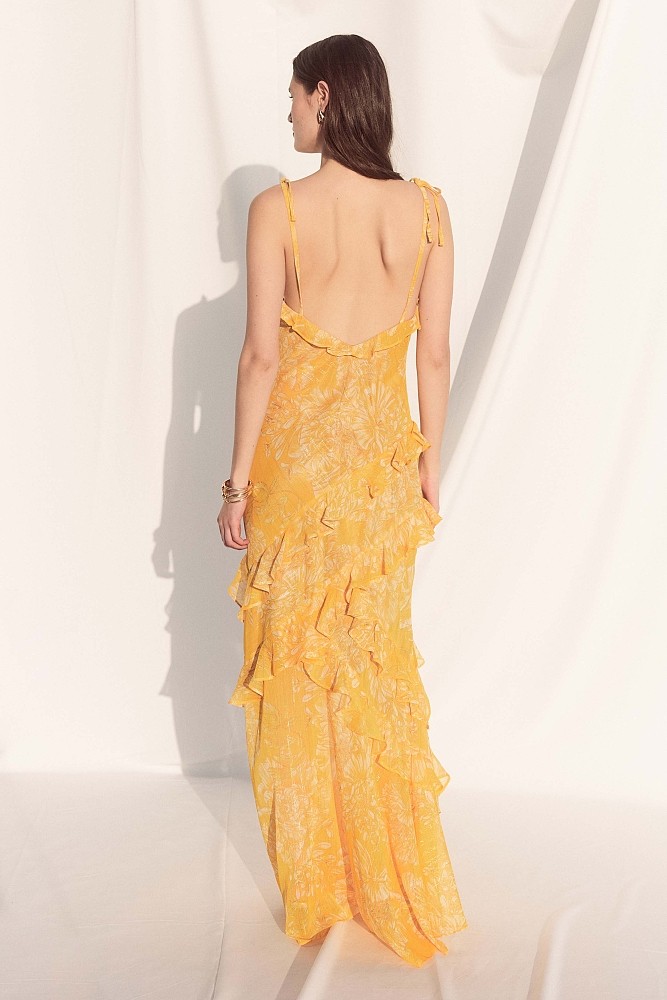 Maxi floral dress with ruffles - Gold label