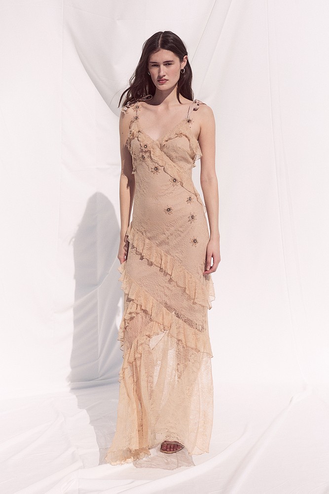 Maxi dress with lace and ruffles - Gold label