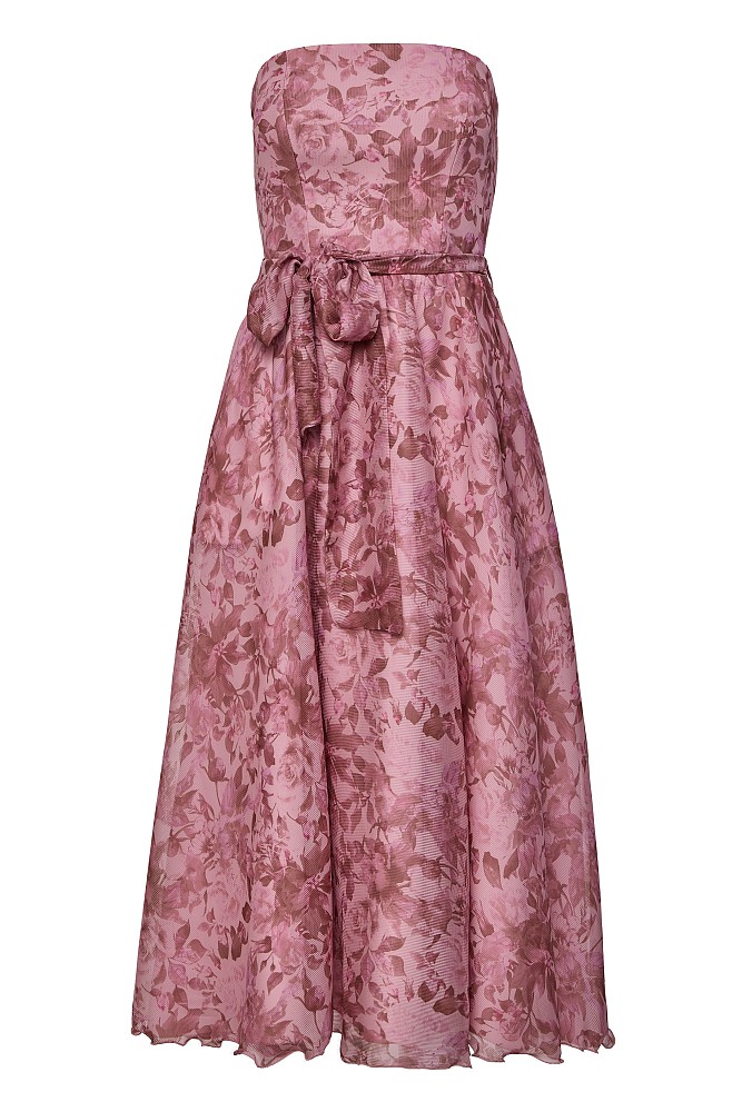 Vestido midi floral sin tirantes - Gold Label