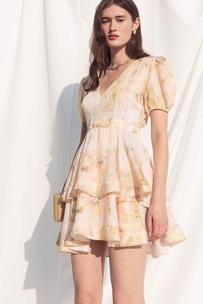 Vestido mini floral con volantes - Gold Label