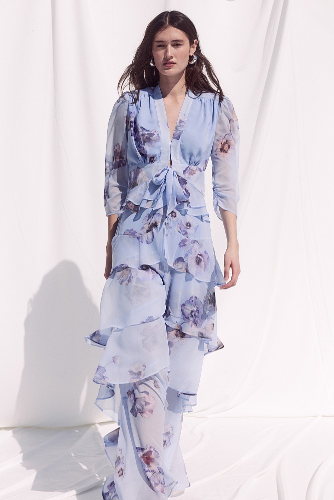 Floral wide-leg pants with ruffles - Gold label