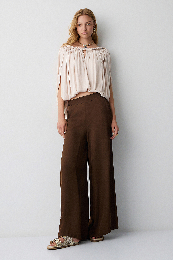 Off-shoulder top with a braided-style neckline