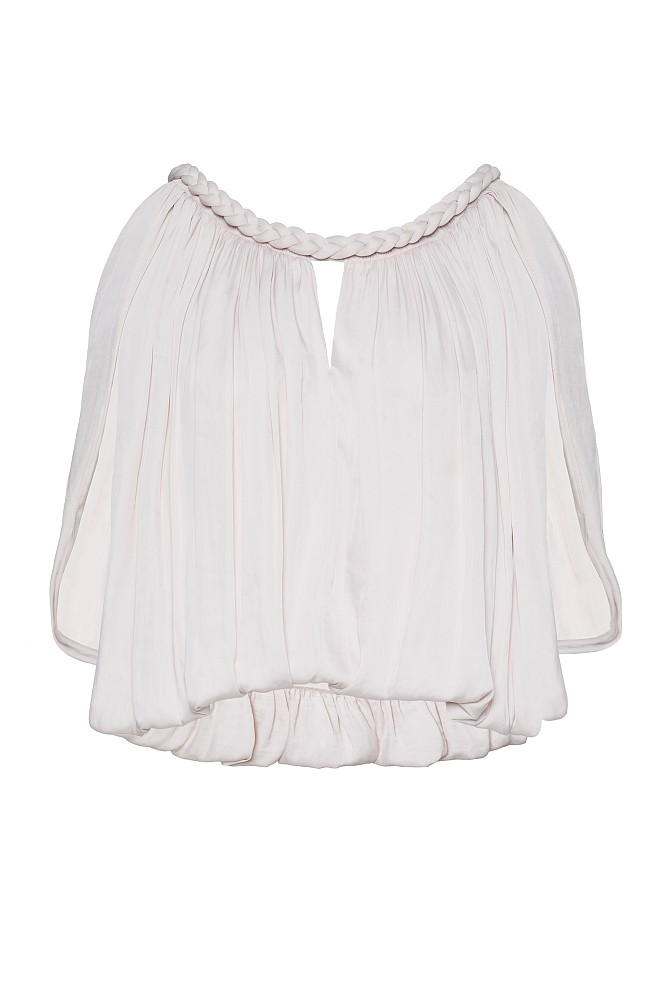 Off-shoulder top with a braided-style neckline