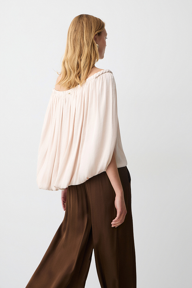 Off-shoulder top with a braided-style neckline