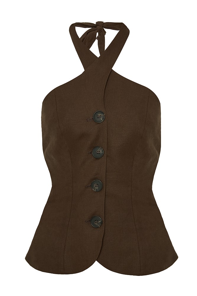 Sleeveless halter-neck blouse