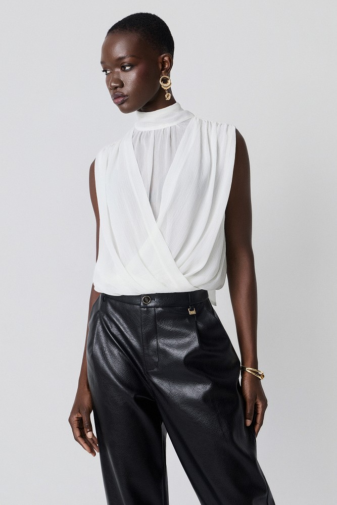Sleeveless wrap top
