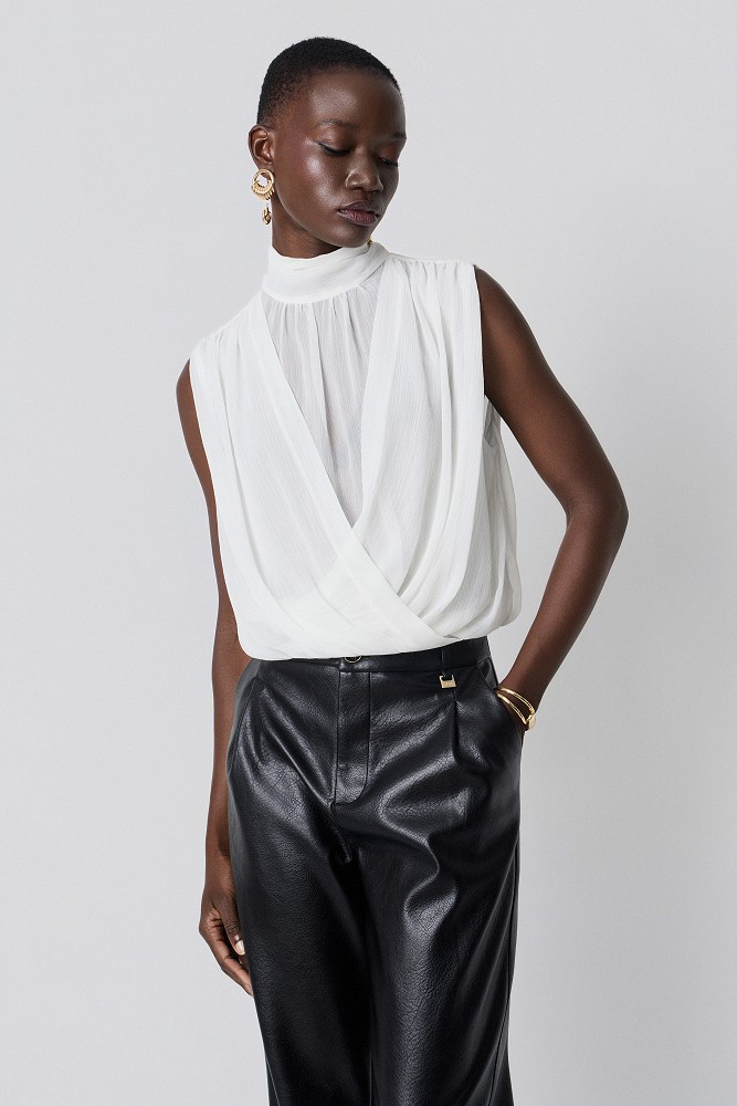 Sleeveless wrap top