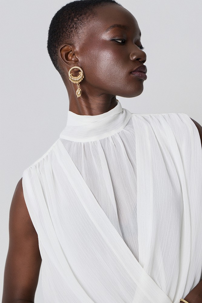 Sleeveless wrap top