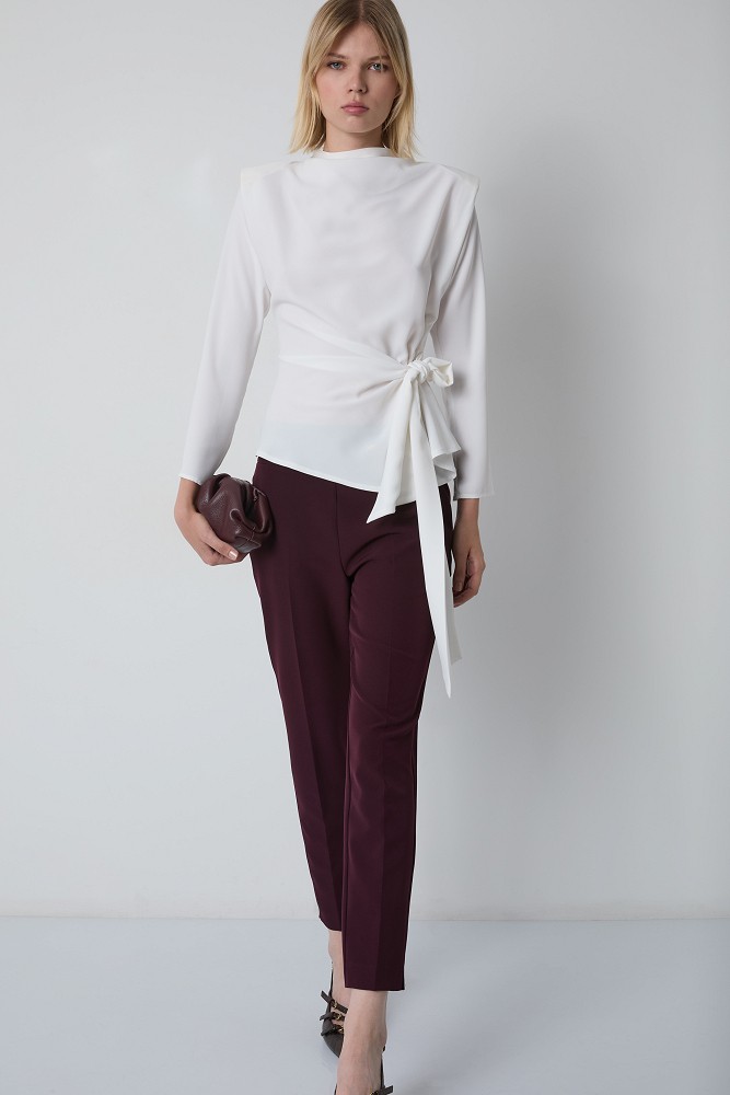 Blouse with a waist tie detail