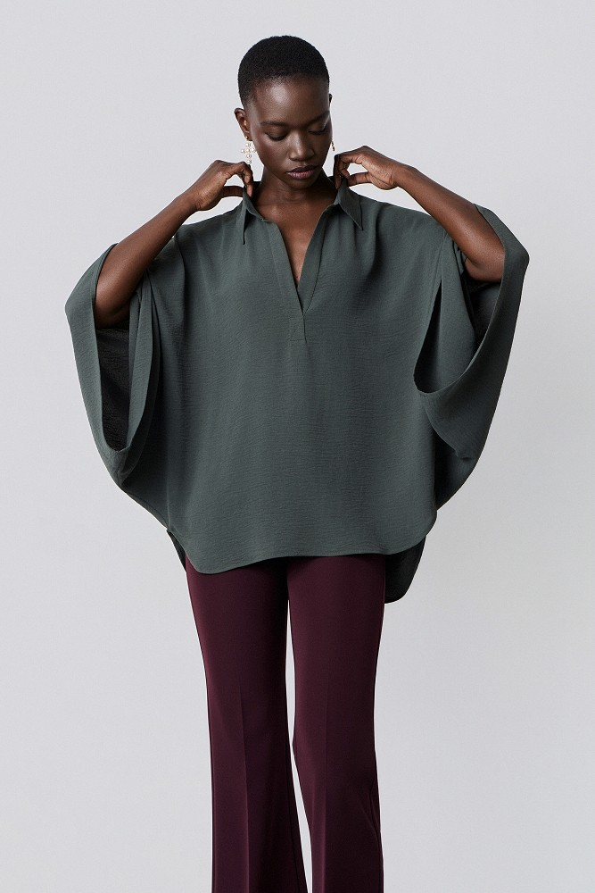 Oversized blouse with 3/4 sleeves