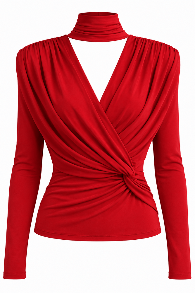 Crepe wrap blouse