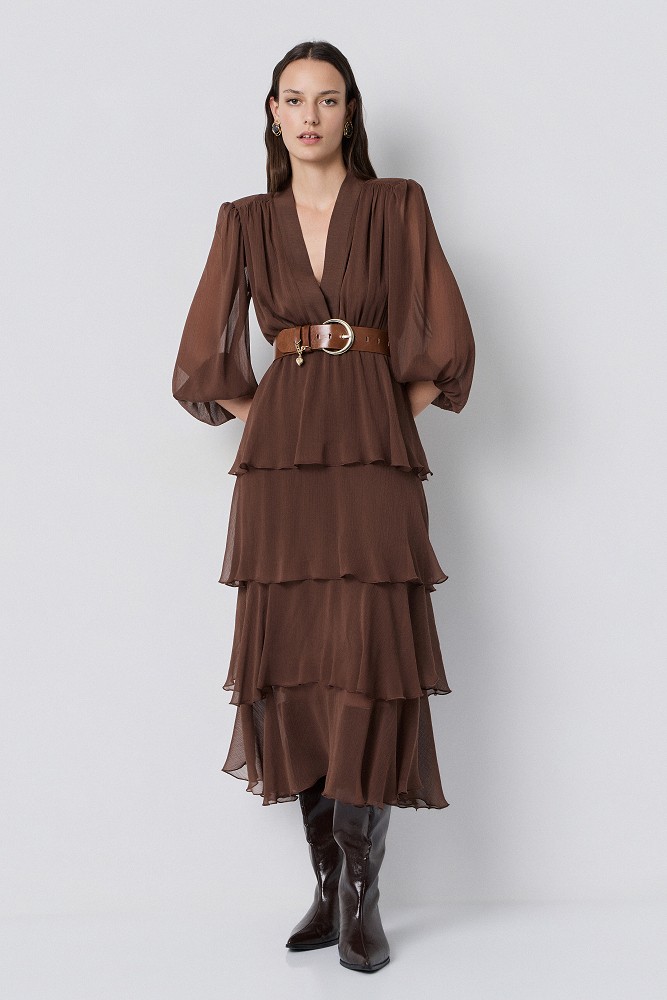 Rochie midi cu volane
