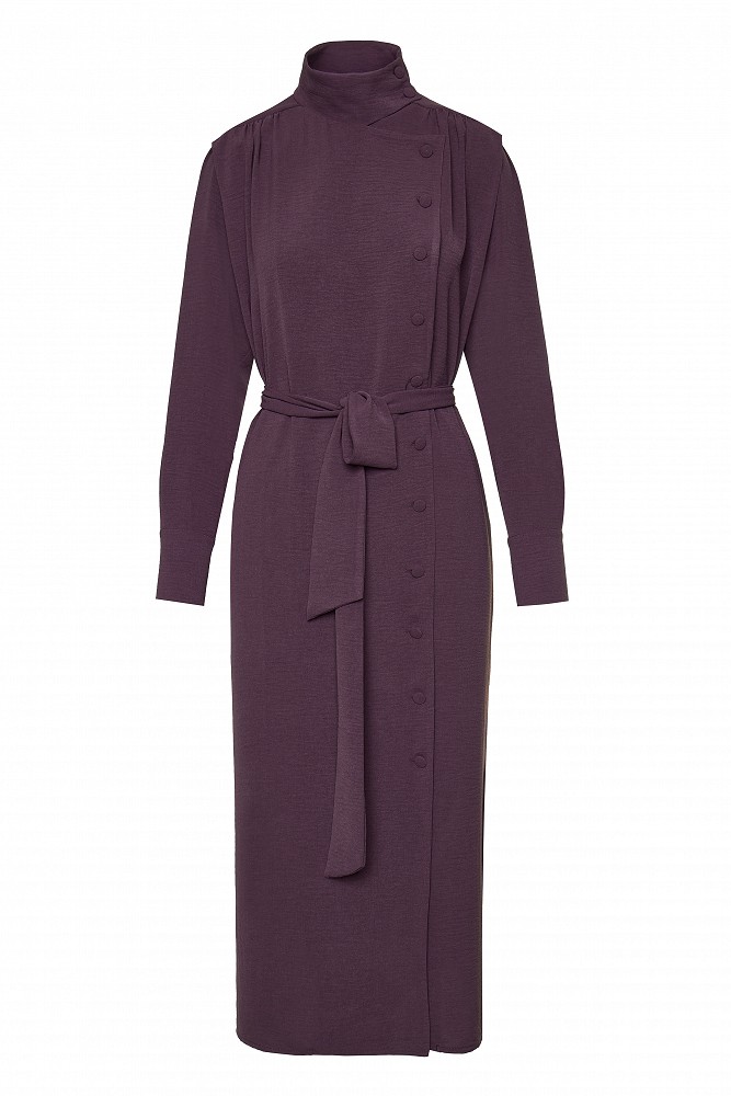 Asymmetric midi shirt dress