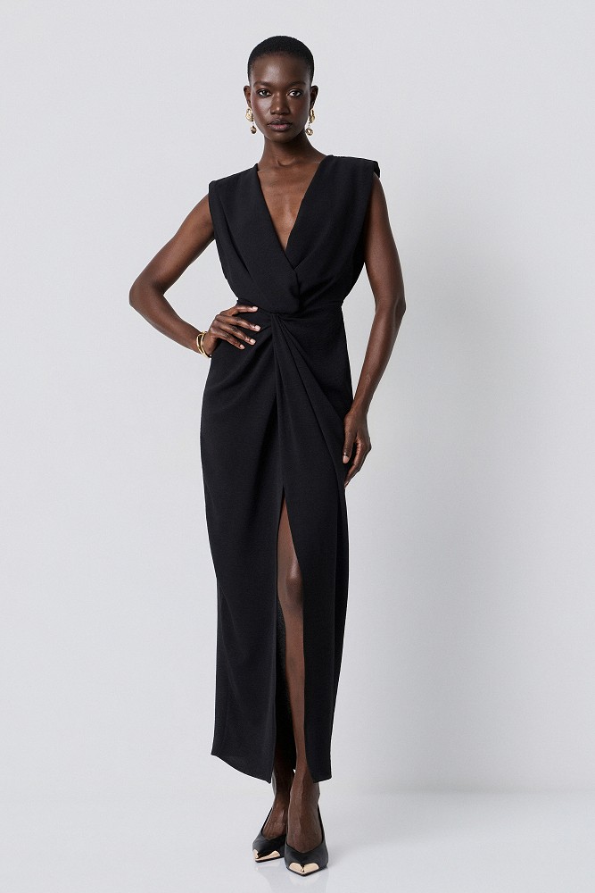 Sleeveless maxi dress with knot detail