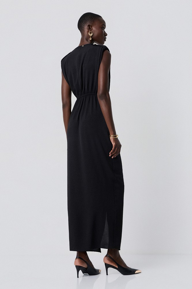 Sleeveless maxi dress with knot detail