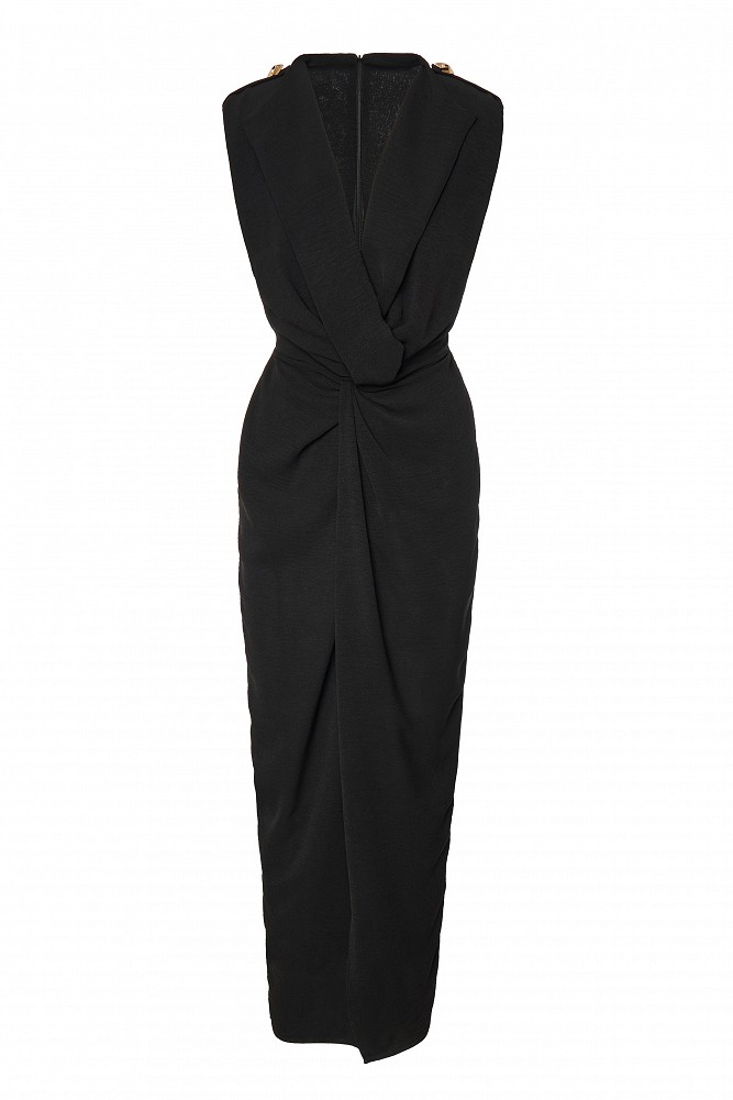 Sleeveless maxi dress with knot detail